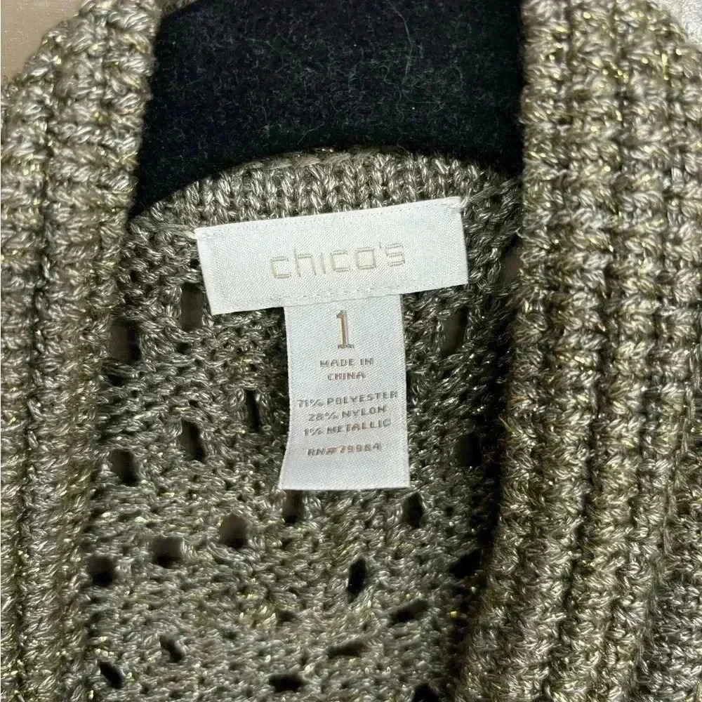 Chico’s cable knit button up sweater cardigan - Picture 3 of 3